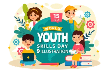 Welttag der Jugendkompetenzen Illustrationspack