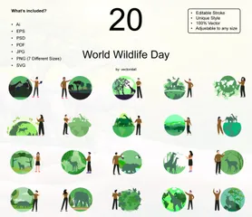 Welttag der Wildtiere Illustrationspack