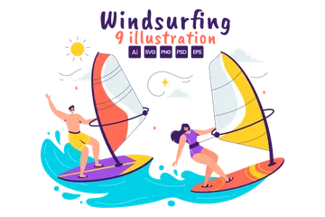 Esporte windsurf Pacote de Ilustrações