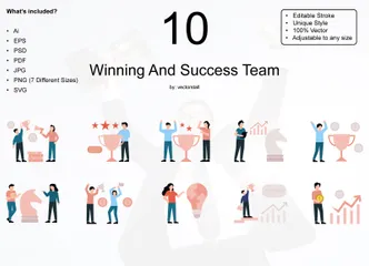Winning And Success Team Illustration Pack
