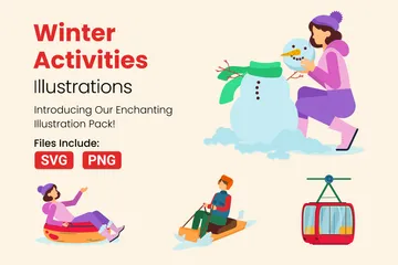 Winter Activities Illustration Pack