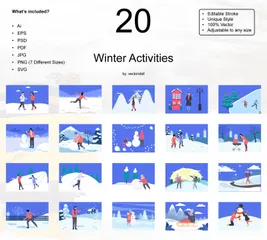 Winter Activities Illustration Pack