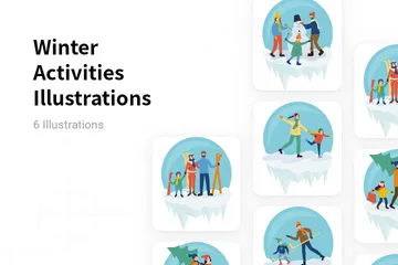 Winter Activities Illustration Pack