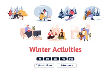 Winter Activities Illustration Pack