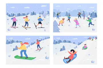 Winter Activity Illustration Pack