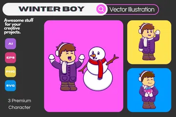 Winter Boy Illustration Pack