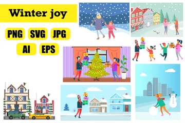 Winter Christmas Time Illustration Pack