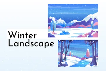 Winter Landscape Illustration Pack