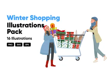 Winter Shopping Illustration Pack