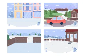 Wintersaison Illustrationspack