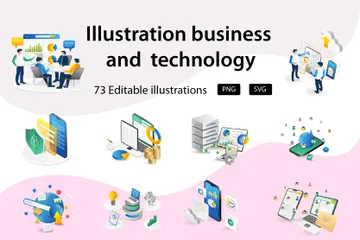 Wirtschaftstechnologie und Bildung Illustration Pack