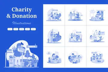 Wohltätigkeit und Spenden Illustrationspack