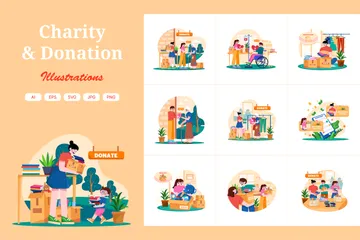 Wohltätigkeit und Spenden Illustrationspack