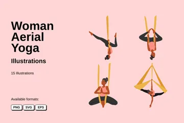 Woman Aerial Yoga Illustration Pack