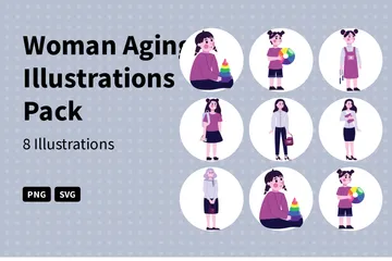 Woman Aging Illustration Pack