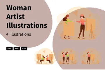 Woman Artist Illustration Pack