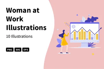 Woman At Work Illustration Pack