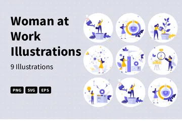 Woman At Work Illustration Pack
