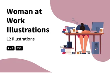 Woman At Work Illustration Pack