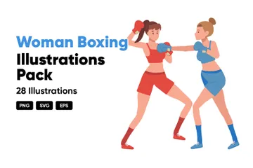 Woman Boxing Illustration Pack