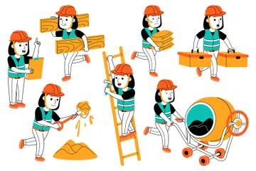 Woman Builder Illustration Pack