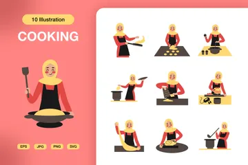 Woman Cooking Illustration Pack