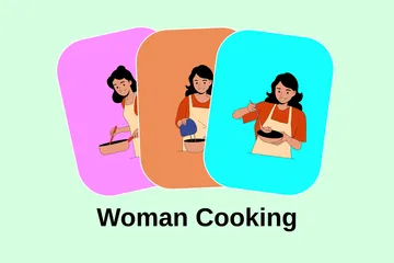 Woman Cooking Illustration Pack