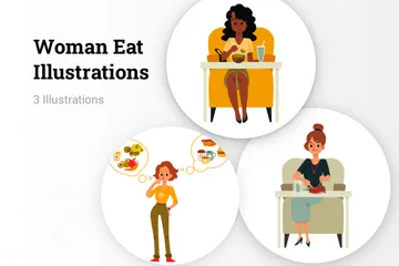 Woman Eat Illustration Pack