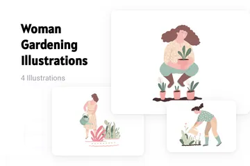 Woman Gardening Illustration Pack