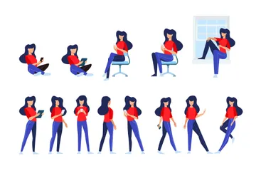 Woman In Different Poses Illustration Pack