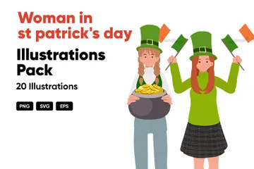Woman In St Patrick's Day Illustration Pack
