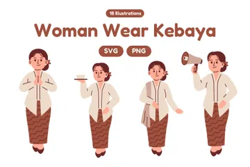 Woman Wear Kebaya Illustration Pack