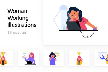 Woman Working Illustration Pack