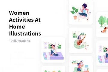 Women Activities At Home Illustration Pack