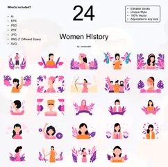 여성 역사 일러스트레이션 팩