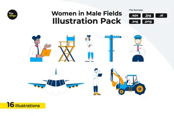 Women In Male-dominated Workplace Illustration Pack