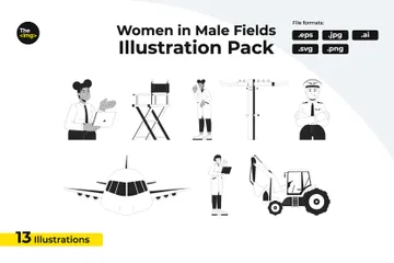 Women In Male-dominated Workplace Illustration Pack