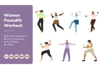 Women Poundfit Workout Illustration Pack