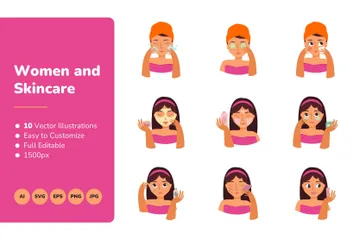 Women Skincare Activity Illustration Pack