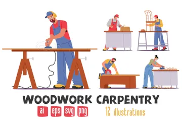 Woodwork Carpentry Illustration Pack