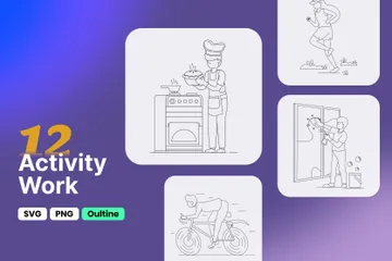 Work Activity Outline Illustration Pack