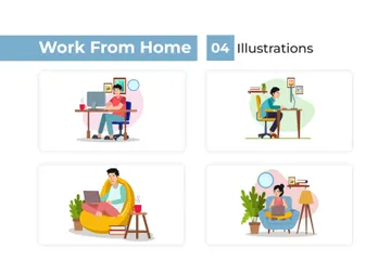 Work From Home Illustration Pack