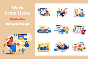 Work From Home Illustration Pack