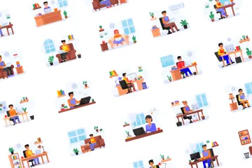 Work From Home Illustration Pack