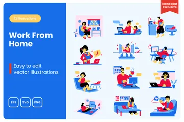 Work From Home Illustration Pack