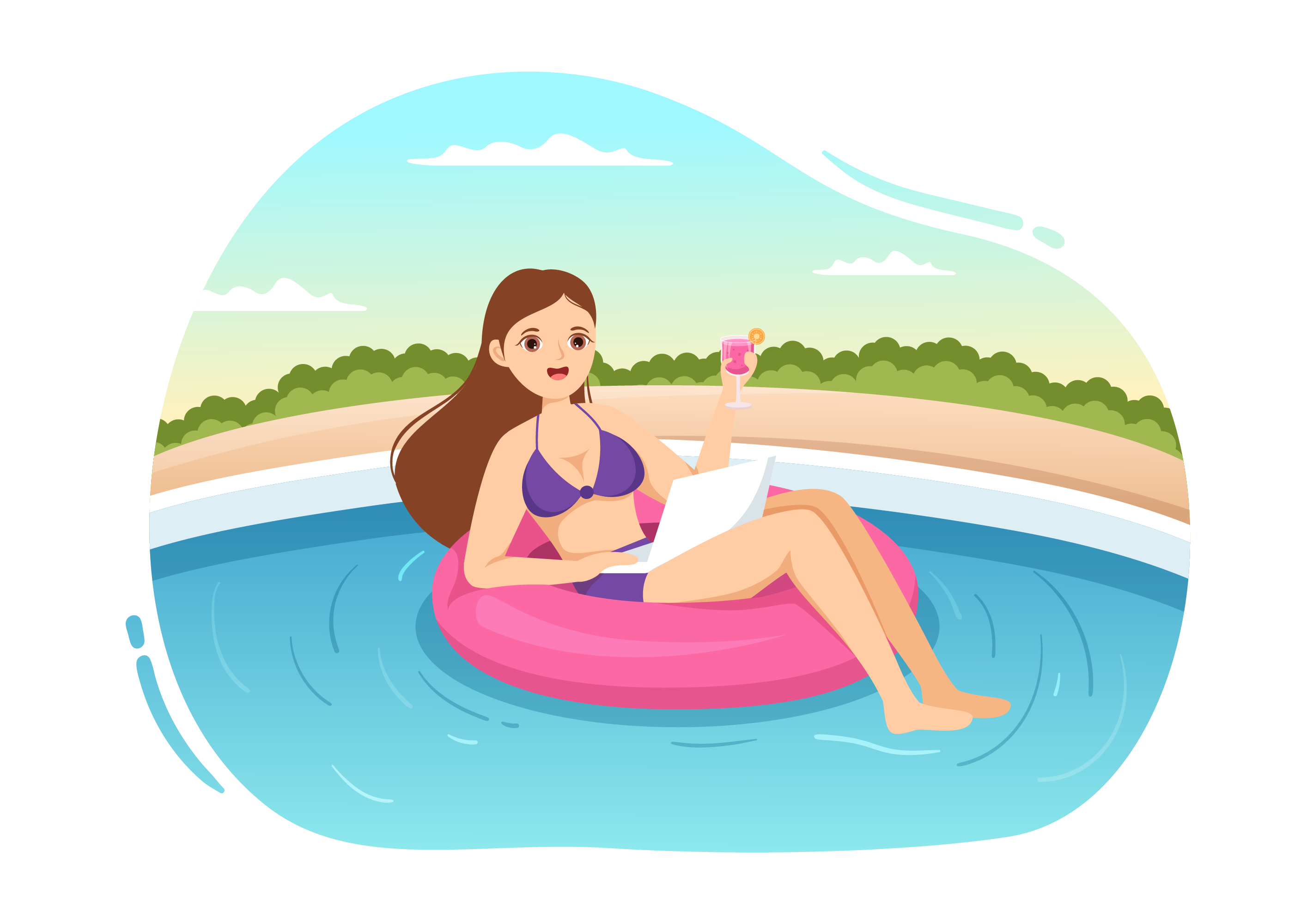 premium-work-from-swimming-pool-illustration-pack-from-people-illustrations