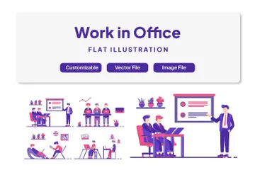 Work In Office Illustration Pack