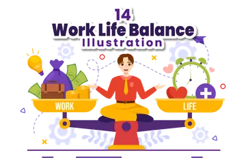 Work Life Balance Illustration Pack