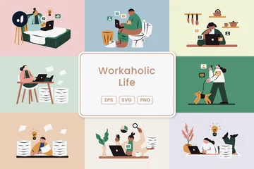 Workaholic Life Illustration Pack