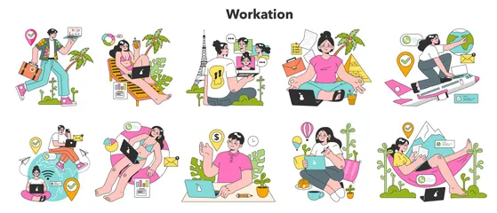 Workcation Illustration Pack